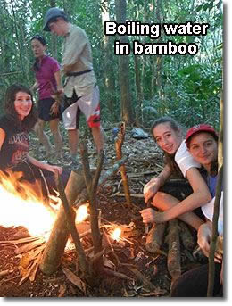 Jungle survival bamboo water boiling